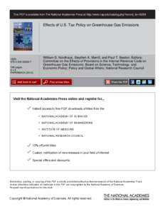 This PDF is available from The National Academies Press at http://www.nap.edu/catalog.php?record_id=[removed]Effects of U.S. Tax Policy on Greenhouse Gas Emissions ISBN[removed]7