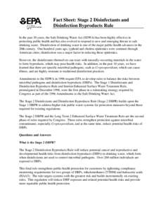 Fact Sheet: Stage 2 Disinfectants and isinfection Byproducts Rule