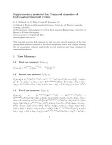 Supplementary material for: Temporal dynamics of hydrological threshold events. G. S. McGrath (1), C. Hinz (1) and M. SivapalanSchool of Earth and Geographical Sciences, University of Western Australia, Crawley,