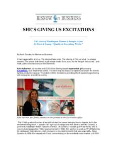 SHE’S GIVING US EXCITATIONS This issue of Washington Women is brought to you by Ernst & Young: “Quality in Everything We Do.” By Karin Tanabe, for Bisnow on Business It has happened to all of us. The strained fake 
