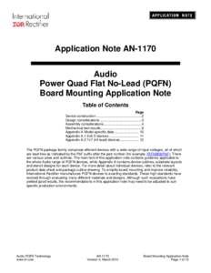 Application Note AN-1170 Audio Power Quad Flat No-Lead (PQFN)