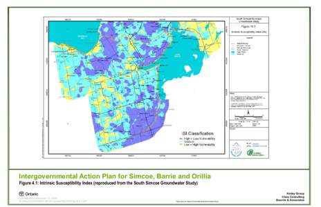 Intergovernmental Action Plan for Simcoe, Barrie and Orillia Figure 4.1: Intrinsic Susceptibility Index (reproduced from the South Simcoe Groundwater Study) Last Modified December 13, 2005 G:\Graphics\054893\Draft Decemb