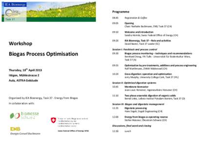 Programme  Workshop Biogas Process Optimisation