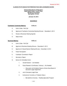 Illinois State Educator Preparation and Licensure Board (SEPLB) Meeting Agenda - January[removed]