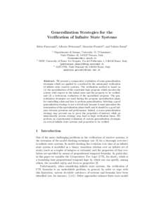 Generalization Strategies for the Verification of Infinite State Systems Fabio Fioravanti1 , Alberto Pettorossi2 , Maurizio Proietti3 , and Valerio Senni2 1  2