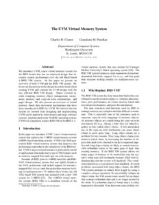 The UVM Virtual Memory System Charles D. Cranor Gurudatta M. Parulkar  Department of Computer Science