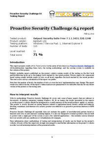 Proactive Security Challenge 64 Testing Report