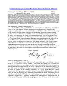 Southern Campaign American Revolution Pension Statements & Rosters Pension application of Darby McGannon S36104 Transcribed by Will Graves f36VA[removed]