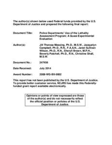 Police Departments’ Use of the Lethality Assessment Program: A Quasi-Experimental Evaluation