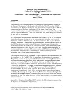 Prediction / Environmental impact statement / Grand Coulee Dam / Environmental impact assessment / United States Bureau of Reclamation / Bonneville Power Administration / National Environmental Policy Act / Columbia River / Impact assessment / Dams / Environment