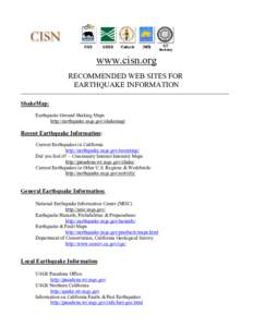 National Earthquake Information Center / United States Geological Survey / Earthquake / Solid mechanics / California Earthquake Prediction Evaluation Council / California landslides / Geology / Mechanics / Colorado School of Mines