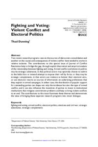 Fighting and Voting: Violent Conflict and Electoral Politics Journal of Conflict Resolution[removed]