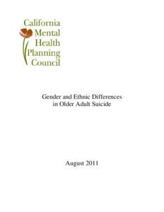 Gender and Ethnic Differences in Older Adult Suicide August 2011  2