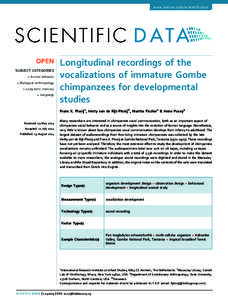 www.nature.com/scientificdata  OPEN SUBJECT CATEGORIES » Animal behavior » Biological anthropology