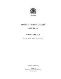 ANGUILLA  REVISED STATUTES OF ANGUILLA CHAPTER C65  COMPANIES ACT