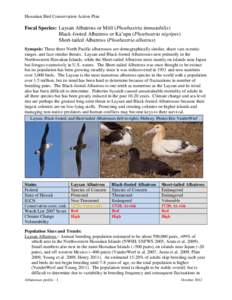 Hawaiian Bird Conservation Action Plan  Focal Species: Laysan Albatross or Mōlī (Phoebastria immutabilis) Black-footed Albatross or Ka’upu (Phoebastria nigripes) Short-tailed Albatross (Phoebastria albatrus) Synopsis