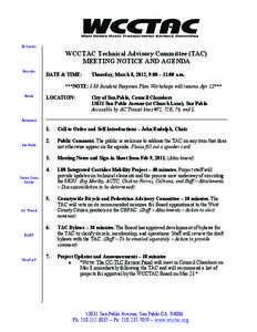 El Cerrito   WCCTAC Technical Advisory Committee (TAC)  MEETING NOTICE AND AGENDA  Hercules 