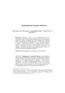 Biogeografia de Portugal Continental  José Carlos Costa*, Carlos Aguiar **, Jorge Henrique Capelo***, Mário Lousã * &