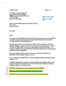 ...  Page 1 of3 October 10,2011 TO: Bureau of Land Management