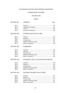 STANDARD CONSTRUCTION SPECIFICATIONS FOR STORM DRAIN SYSTEMS DIVISION 800 INDEX SECTION[removed]