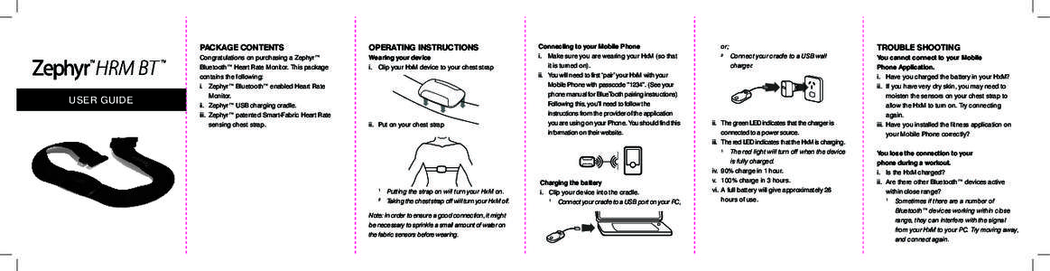 USER GUIDE  PACKAGE CONTENTS OPERATING INSTRUCTIONS