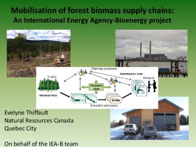 Mobilisation of forest biomass supply chains: An International Energy Agency-Bioenergy project Evelyne Thiffault Natural Resources Canada Quebec City