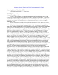 Southern Campaign American Revolution Pension Statements & Rosters Pension Application of Richard Booz R1026 Transcribed and annotated by C. Leon Harris State of Virginia, } County of Rockingham } S.S.