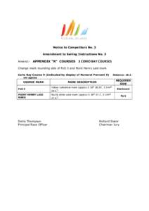 Notice to Competitors No. 3 Amendment to Sailing Instructions No. 3 Amend:- APPENDIX “R” COURSES 3 CORIO BAY COURSES