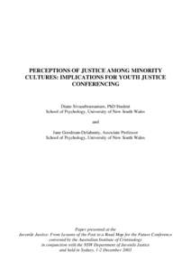 Perceptions of justice among minority cultures : implications for youth justice conferencing