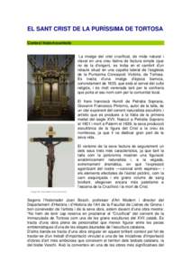 EL SANT CRIST DE LA PURÍSSIMA DE TORTOSA Context historicoartístic