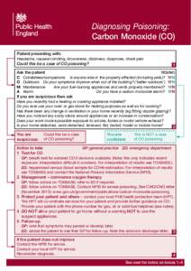 Diagnosing Poisoning: Carbon Monoxide (CO) Patient presenting with: Headache, nausea/vomiting, drowsiness, dizziness, dyspnoea, chest pain  Could this be a case of CO poisoning?