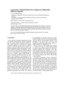 Construction of Quasi-Periodic Wave Solutions for DifferentialDifference Equation Y. C. Hona and Qi Wangb a b  Department of Mathematics, Tat Chee Avenue 80, City University of Hong Kong, Hong Kong,