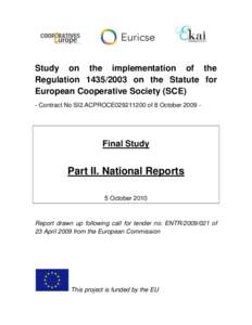 EUROPA-ENTERPRISE-Study on implementation of Regulation[removed]on SCE