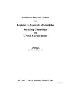 The Legislative Assembly of Manitoba Debates and Proceedings