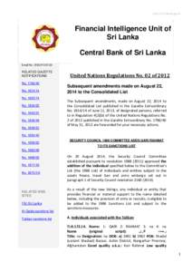 http://fiusrilanka.gov.lk  Financial Intelligence Unit of Sri Lanka Central Bank of Sri Lanka Email No. UNSCR1267/23