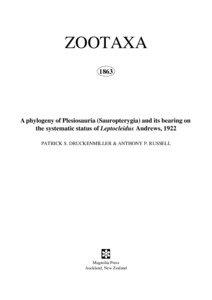 Zootaxa, A phylogeny of Plesiosauria (Sauropterygia) and its bearing on the systematic ...