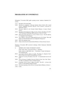 PROGRAMME OF CONFERENCE  Wednesday 2 November[removed]public opening session, Audimax, Humboldt University) 17:15 18:00