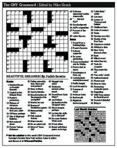 The GNY Crossword | Edited by Mike Shenk[removed]