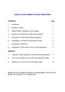 A GUIDE TO SGS PRIMARY DEALER OPERATIONS  CONTENTS Page