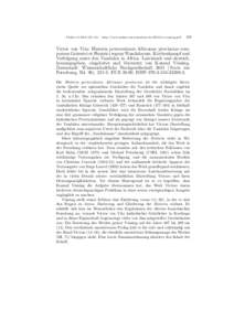 Plekos 14,2012,129–131 – http://www.plekos.uni-muenchen.der-voessing.pdf  129 Victor von Vita: Historia persecutionis Africanae provinciae temporum Geiserici et Hunirici regum Wandalorum. Kirchenkampf und Verf