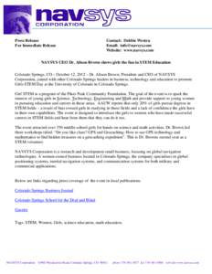 Microsoft Word - NAVSYS-STEM Press Release[removed]doc