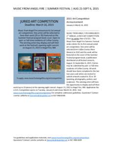 Juried / Angel Fire /  New Mexico / Culture / Arts / Art exhibitions / Music from Angel Fire