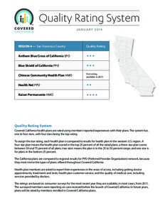 Quality Rating System JANUARY 2014 REGION 4 — San Francisco County  Quality Rating