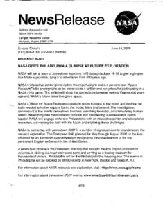 NewsRelease National Aeronautics and Space Administration Langley Research Center Hampton, Virginia[removed]