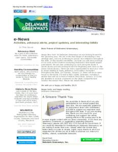 Having trouble viewing this email? C lick here  January 2013 e-News