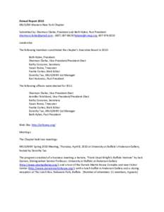 Annual Report 2010 ARLIS/NA Western New York Chapter Submitted by: Sherman Clarke; President and Beth Hylen, Past President  ; (/; Leadership The followin