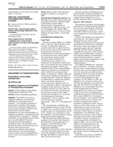 Federal Register / Vol. 74, No[removed]Wednesday, July 29, [removed]Rules and Regulations Authorization Act for Fiscal Year[removed]Pub. L. 110–417). PART 252—SOLICITATION PROVISIONS AND CONTRACT CLAUSES