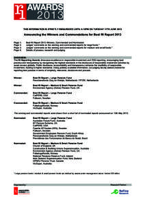 THIS INFORMATION IS STRICTLY EMBARGOED UNTIL 6:15PM ON TUESDAY 11TH JUNEAnnouncing the Winners and Commendations for Best RI Report 2013 Page 1: Page 2: Page 3: