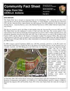 Community Fact Sheet Poplar Point Site CERCLA Actions National Park Service U.S. Department of the Interior