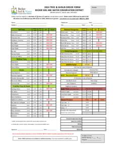 2014 TREE & SHRUB ORDER FORM  Receipt: ________________ ______________